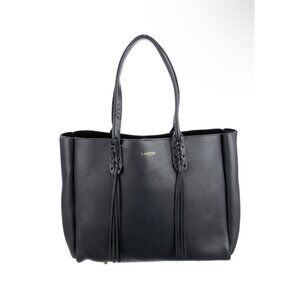 Lanvin Soft Leather Tote Bag Fringe Black